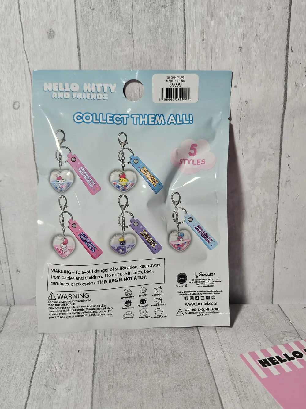 Hello Kitty Kids Pink Mystery Keychain & Earrings Set